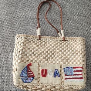 USA Woven Shoulder Bag with Patriotic/Nautical Design